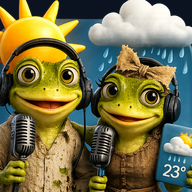 Das Hessenwetter-App-Icon: Anna und Lukas mit Sonne und Regenwolke